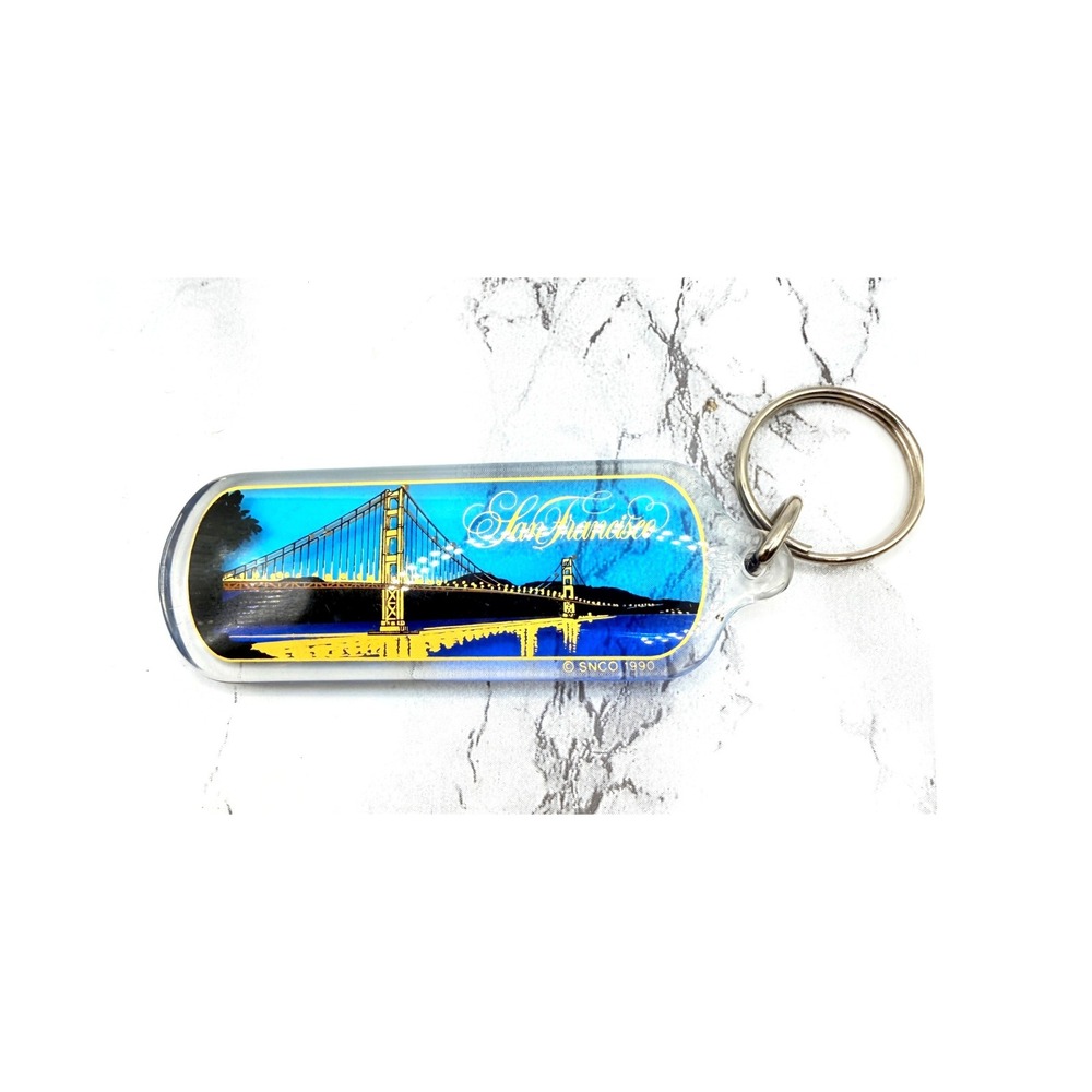 Vintage 1990 San Francisco Golden Gate Bridge Acrylic Souvenir Keychain